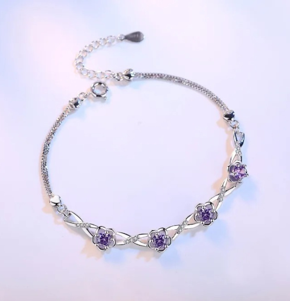 Pulseira Flores em prata 925